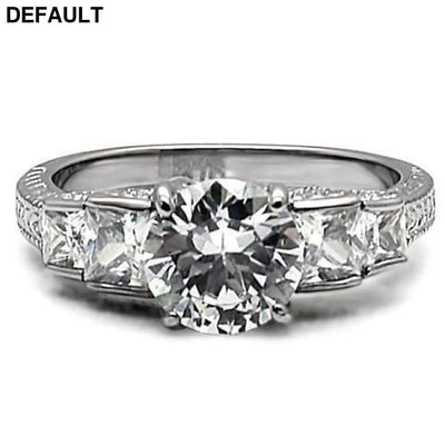 TK057 - High polished (no plating) Stainless Steel Ring with AAA Grade CZ in Clear Sterling Silver Rings