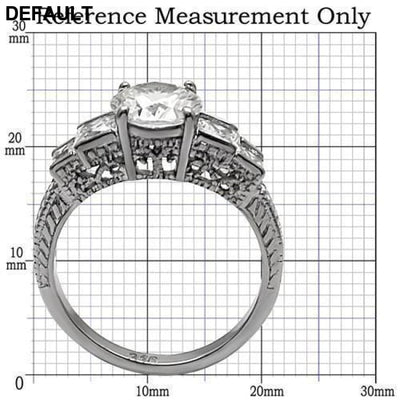 TK057 - High polished (no plating) Stainless Steel Ring with AAA Grade CZ in Clear Sterling Silver Rings