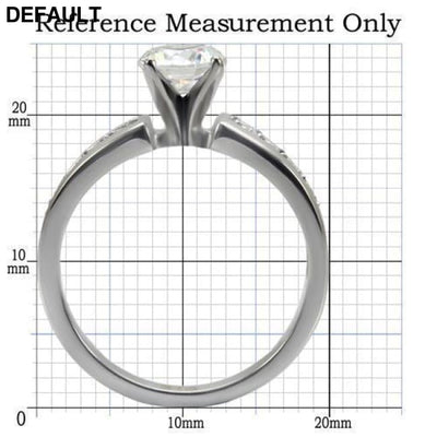 TK068 - High polished (no plating) Stainless Steel Ring with AAA Grade CZ in Clear Sterling Silver Rings