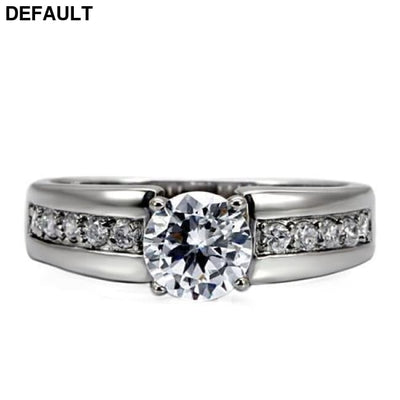 TK068 - High polished (no plating) Stainless Steel Ring with AAA Grade CZ in Clear Sterling Silver Rings