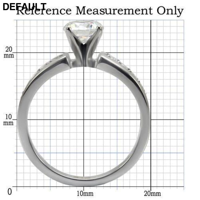 TK068 - High polished (no plating) Stainless Steel Ring with AAA Grade CZ in Clear Sterling Silver Rings