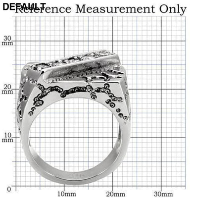 TK124 - High polished (no plating) Stainless Steel Ring with AAA Grade CZ in Clear Men Rings