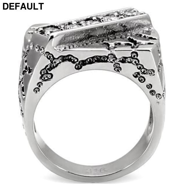 TK124 - High polished (no plating) Stainless Steel Ring with AAA Grade CZ in Clear Men Rings