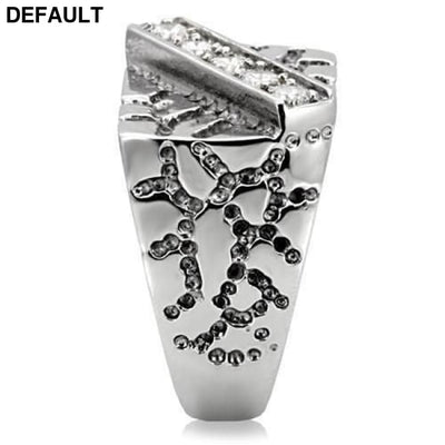 TK124 - High polished (no plating) Stainless Steel Ring with AAA Grade CZ in Clear Men Rings