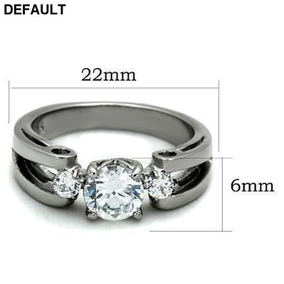 TK1537 - High polished (no plating) Stainless Steel Ring with AAA Grade CZ in Clear Sterling Silver Rings