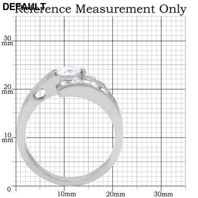 TK189 - High polished (no plating) Stainless Steel Ring with AAA Grade CZ in Clear Sterling Silver Rings