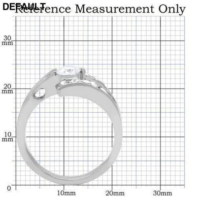 TK189 - High polished (no plating) Stainless Steel Ring with AAA Grade CZ in Clear Sterling Silver Rings