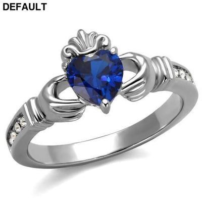 TK2093 - High polished (no plating) Stainless Steel Ring with Synthetic Spinel in London Blue 6 Sterling Silver Rings