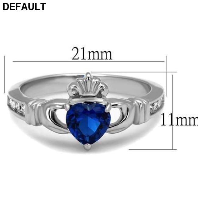 TK2093 - High polished (no plating) Stainless Steel Ring with Synthetic Spinel in London Blue Sterling Silver Rings