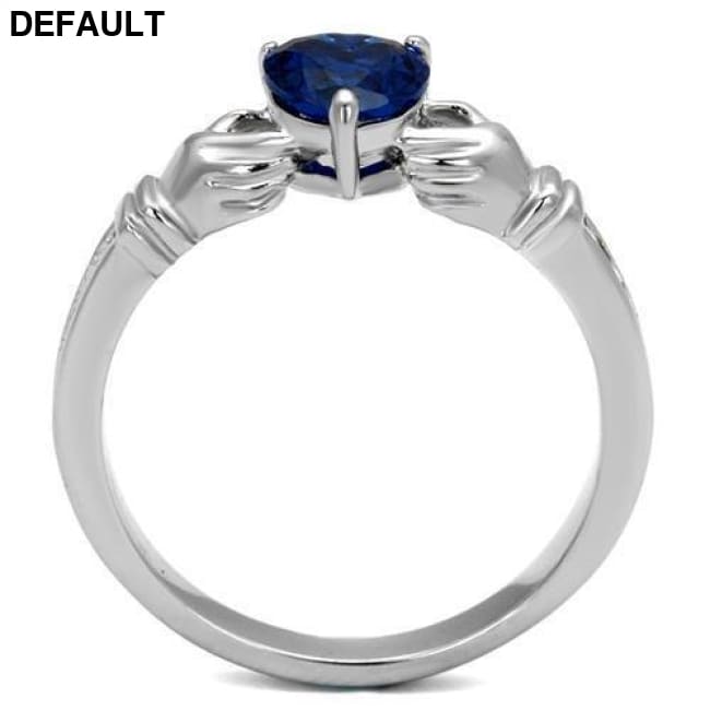 TK2093 - High polished (no plating) Stainless Steel Ring with Synthetic Spinel in London Blue Sterling Silver Rings