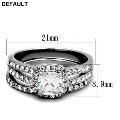 TK2180 - High polished (no plating) Stainless Steel Ring with AAA Grade CZ in Clear Sterling Silver Rings