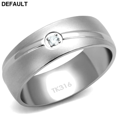 TK2931 - High polished (no plating) Stainless Steel Ring with AAA Grade CZ in Clear 9 Men Rings