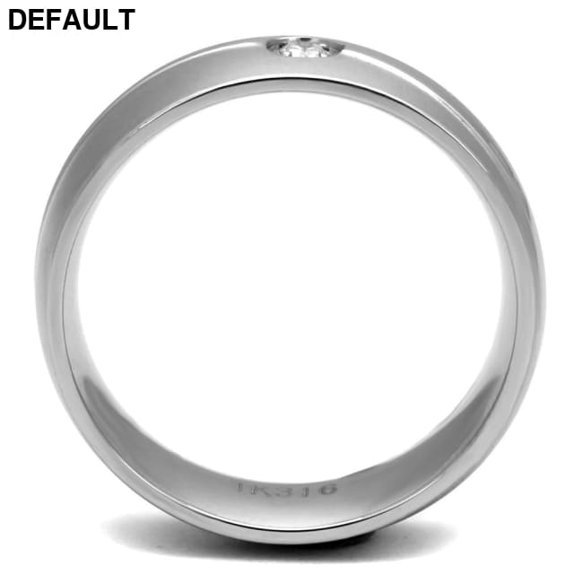 TK2931 - High polished (no plating) Stainless Steel Ring with AAA Grade CZ in Clear Men Rings