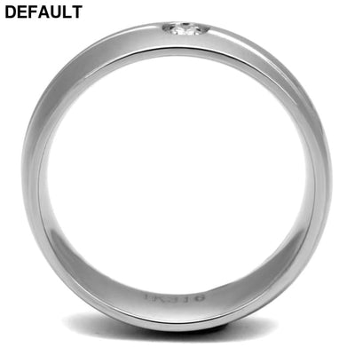 TK2931 - High polished (no plating) Stainless Steel Ring with AAA Grade CZ in Clear Men Rings
