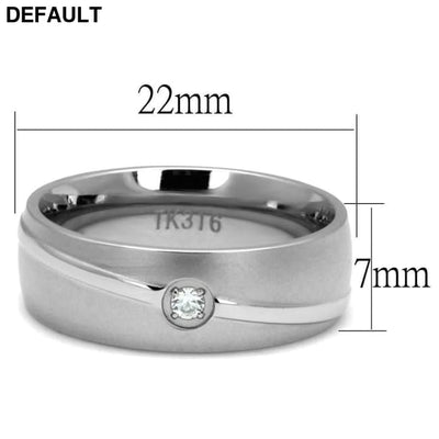 TK2931 - High polished (no plating) Stainless Steel Ring with AAA Grade CZ in Clear Men Rings