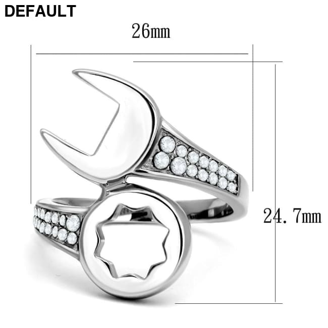 TK3097 - High polished (no plating) Stainless Steel Ring with AAA Grade CZ in Clear Men Rings