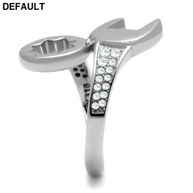 TK3097 - High polished (no plating) Stainless Steel Ring with AAA Grade CZ in Clear Men Rings