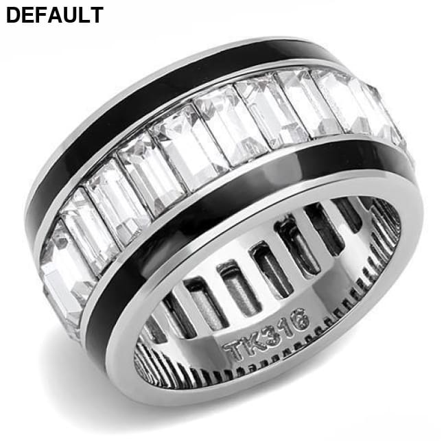 TK3173 - High polished (no plating) Stainless Steel Ring with Top Grade Crystal in Clear 6 Men Rings