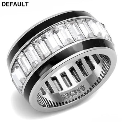 TK3173 - High polished (no plating) Stainless Steel Ring with Top Grade Crystal in Clear 6 Men Rings