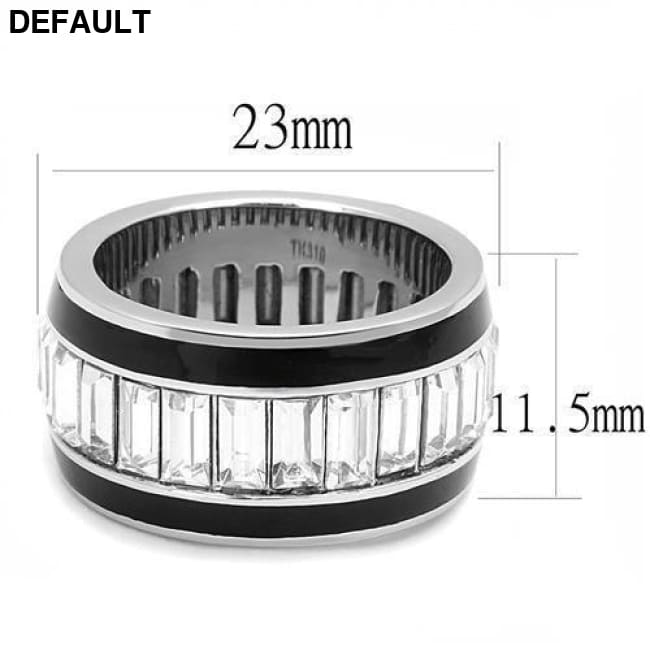 TK3173 - High polished (no plating) Stainless Steel Ring with Top Grade Crystal in Clear Men Rings