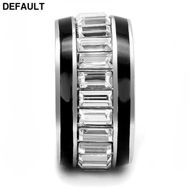 TK3173 - High polished (no plating) Stainless Steel Ring with Top Grade Crystal in Clear Men Rings
