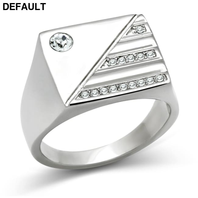 TK319 - High polished (no plating) Stainless Steel Ring with Top Grade Crystal in Clear 11 Men Rings