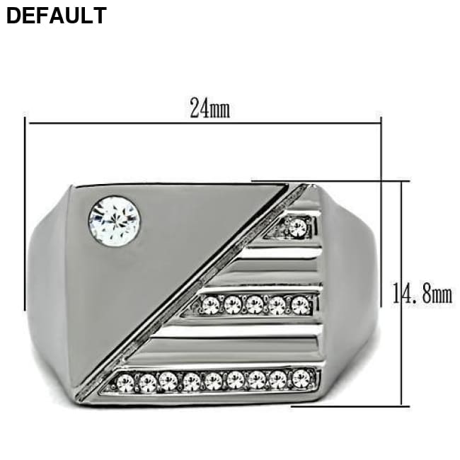 TK319 - High polished (no plating) Stainless Steel Ring with Top Grade Crystal in Clear Men Rings