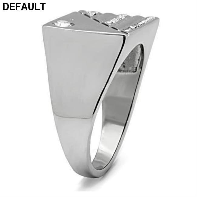 TK319 - High polished (no plating) Stainless Steel Ring with Top Grade Crystal in Clear Men Rings