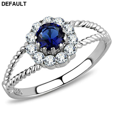 TK3427 - High polished (no plating) Stainless Steel Ring with Synthetic Glass in Montana 10 Sterling Silver Rings