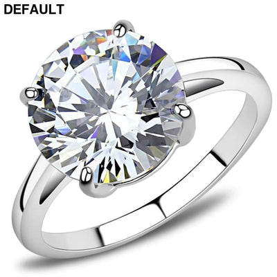 TK3428 - High polished (no plating) Stainless Steel Ring with AAA Grade CZ in Clear 8 Sterling Silver Rings