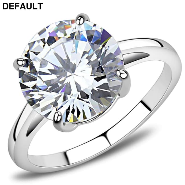 TK3428 - High polished (no plating) Stainless Steel Ring with AAA Grade CZ in Clear 9 Sterling Silver Rings