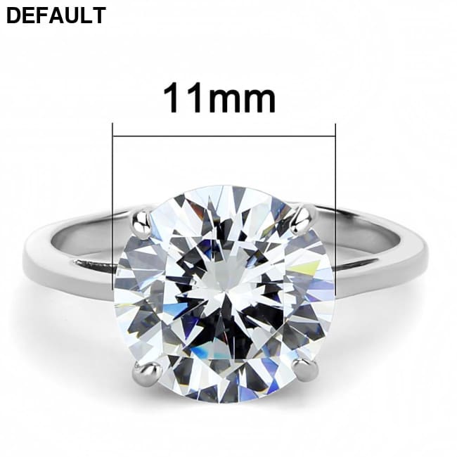 TK3428 - High polished (no plating) Stainless Steel Ring with AAA Grade CZ in Clear Sterling Silver Rings
