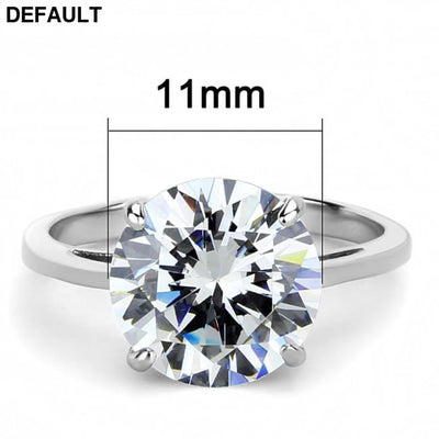 TK3428 - High polished (no plating) Stainless Steel Ring with AAA Grade CZ in Clear Sterling Silver Rings