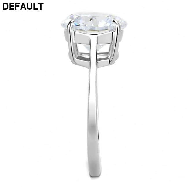 TK3428 - High polished (no plating) Stainless Steel Ring with AAA Grade CZ in Clear Sterling Silver Rings