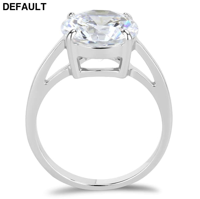 TK3428 - High polished (no plating) Stainless Steel Ring with AAA Grade CZ in Clear Sterling Silver Rings