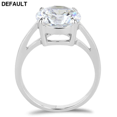 TK3428 - High polished (no plating) Stainless Steel Ring with AAA Grade CZ in Clear Sterling Silver Rings