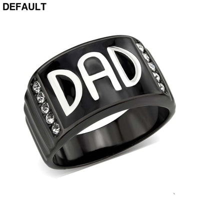 TK3759 - Two Tone IP Black (Ion Plating) Stainless Steel Ring with Top Grade Crystal in Clear 8 Men Rings