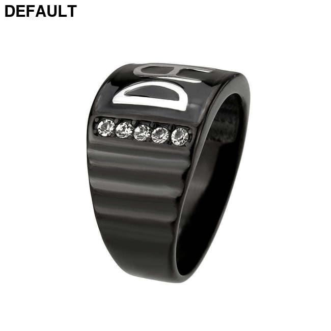 TK3759 - Two Tone IP Black (Ion Plating) Stainless Steel Ring with Top Grade Crystal in Clear Men Rings