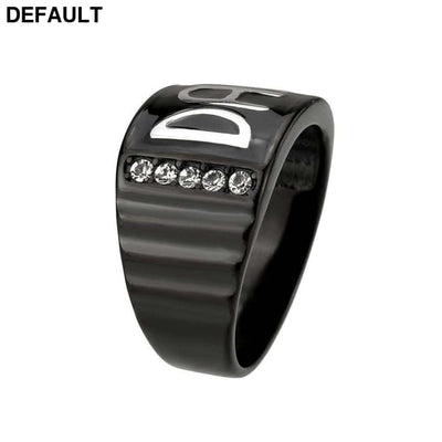 TK3759 - Two Tone IP Black (Ion Plating) Stainless Steel Ring with Top Grade Crystal in Clear Men Rings