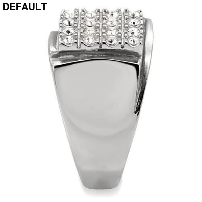 TK95409 - High polished (no plating) Stainless Steel Ring with Top Grade Crystal in Clear Men Rings