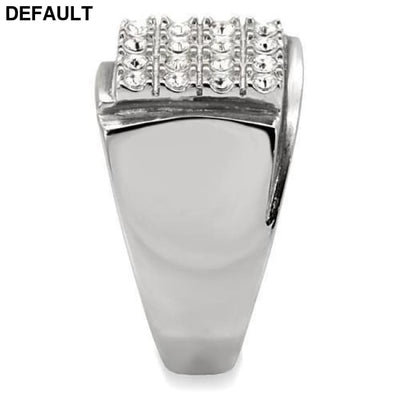 TK95409 - High polished (no plating) Stainless Steel Ring with Top Grade Crystal in Clear Men Rings