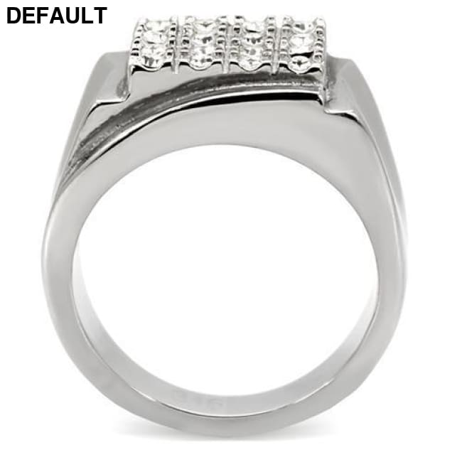 TK95409 - High polished (no plating) Stainless Steel Ring with Top Grade Crystal in Clear Men Rings