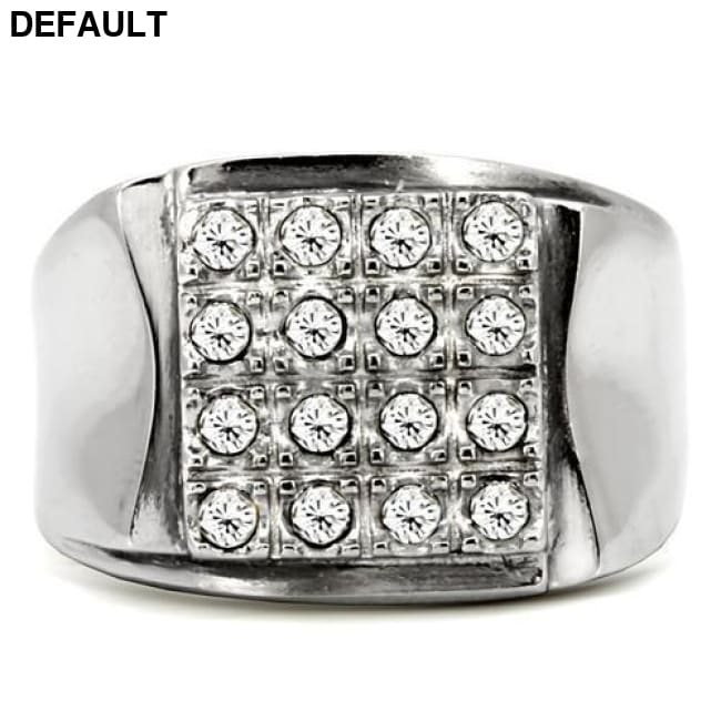 TK95409 - High polished (no plating) Stainless Steel Ring with Top Grade Crystal in Clear Sterling Silver Rings