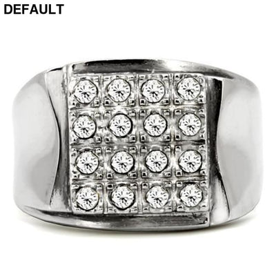 TK95409 - High polished (no plating) Stainless Steel Ring with Top Grade Crystal in Clear Sterling Silver Rings