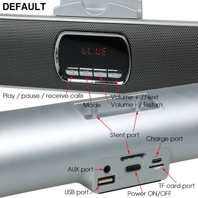 TOPROAD Portable Wireless Bluetooth Speaker Super Bass Stereo Dual Loudspeaker TF FM Radio USB LCD black no box Mini