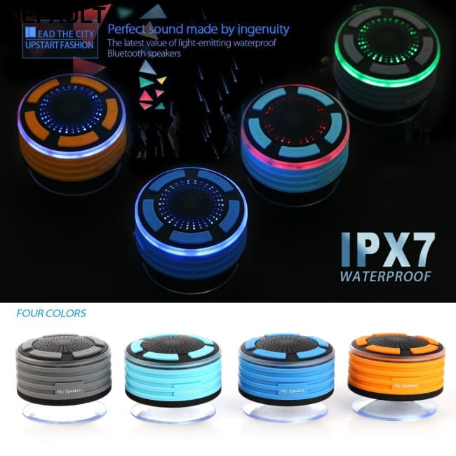 TOPROAD Waterproof Wireless Stereo Bluetooth Speaker Portable Shower Sounders LED Light Handsfree grey Mini Speakers