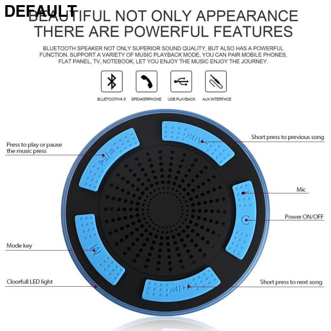 TOPROAD Waterproof Wireless Stereo Bluetooth Speaker Portable Shower Sounders LED Light Handsfree Mini Speakers