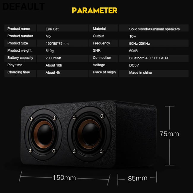 TOPROAD Wooden Wireless Bluetooth Speaker Portable HiFi Mini Speakers