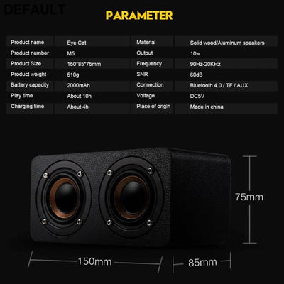 TOPROAD Wooden Wireless Bluetooth Speaker Portable HiFi Shock Bass Altavoz TF FM Radio Soundbar Mini Speakers