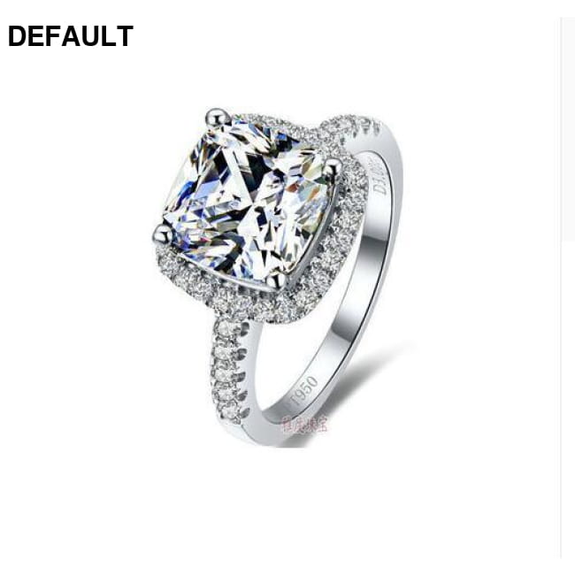 TR007 1/2/3 Carat Cushion Cut SONA Synthetic Gem Solitaire 8.5 / White / 1 Sterling Silver Rings